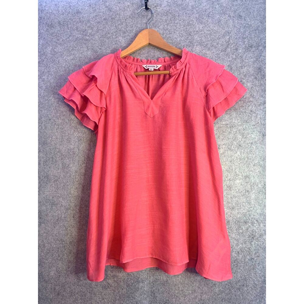 Nanette Lepore Pink Top Tiered Sleeves, Women’s S, Garden Party Coquette Summer